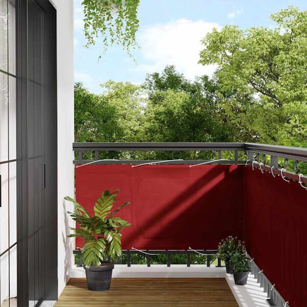 vidaXL Balcony Screen Red 75x800 cm 100% Polyester Oxford