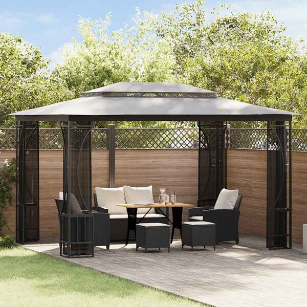 vidaXL Gazebo with Nets 9.8'x13.1'x8.7' Anthracite