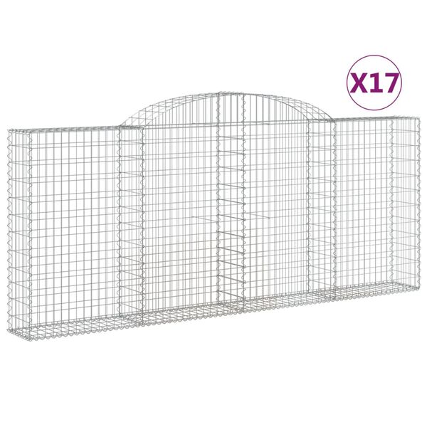 vidaXL Gabion Basket Set of 17 Silver Galvanized Iron Large Durable