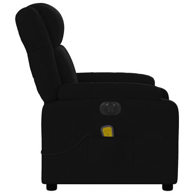 Side view of recliner chair with long armrest and built-in pocket