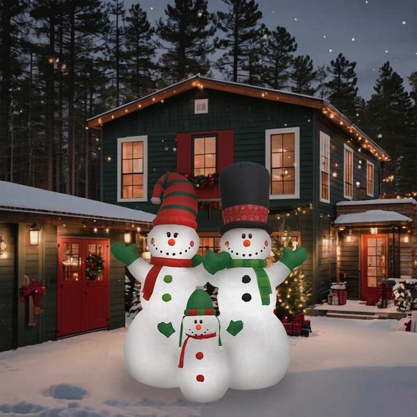vidaXL Inflatable Snowman Family Multicolor Fabric with PU coating Large