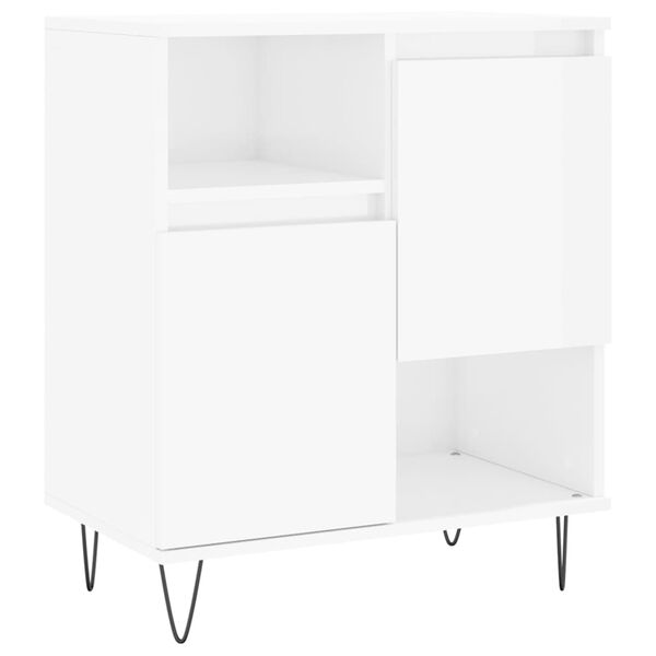 vidaXL Sideboard High gloss white Engineered wood, iron Medium Sideboard