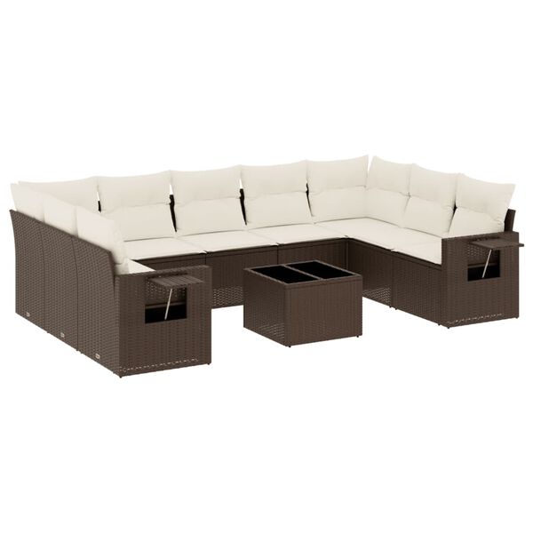 vidaXL Garden Sofa Set Brown, Cream White