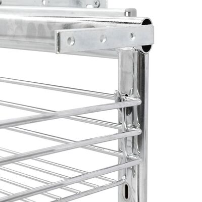 vidaXL 3-Tier Pull-out Kitchen Wire Basket Silver 18.5"x9.8"x22"