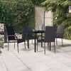 vidaXL Garden Dining Set Black PE rattan, powder-coated steel, glass