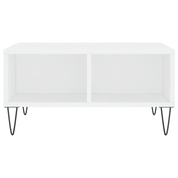 vidaXL Coffee Table White Engineered wood, iron 23.6x23.6 in