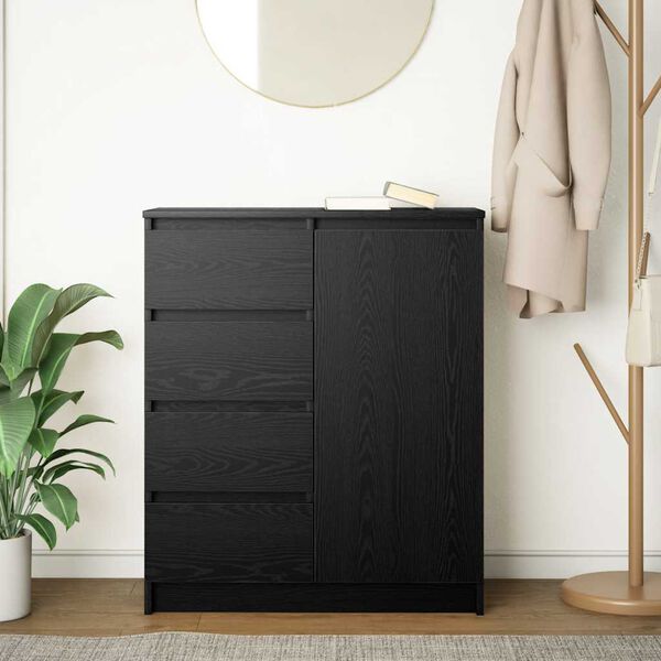 vidaXL Sideboard Black Oak Engineered Wood Medium Sideboard