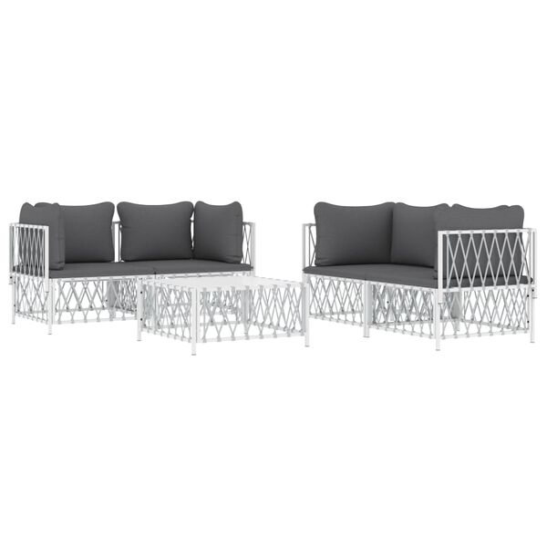 vidaXL Garden Lounge Set White, Dark Grey
