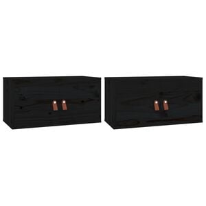 vidaXL Wall Cabinet Set of 2 Black Solid pine wood, engineered wood