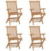 vidaXL Patio Chair Set of 4 Teak with Blue Cushions Teak Wood, Polyester