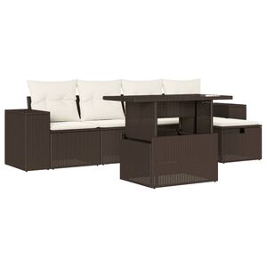 vidaXL Garden Sofa Set Brown, Cream White