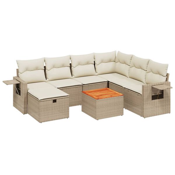 vidaXL Garden Sofa Set Beige PE rattan Modular Garden Sofa Set