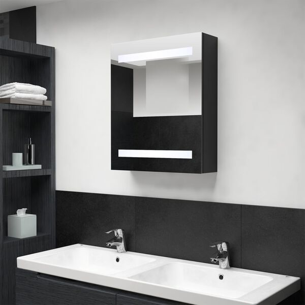 vidaXL Bathroom Cabinet Black MDF with melamine finish, glass