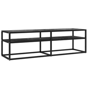 vidaXL TV Cabinet Black Tempered Glass Medium TV Cabinet Rectangular