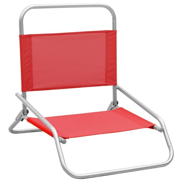 vidaXL Beach Chair Set of 2 Red Oxford Fabric, Steel Medium Foldable