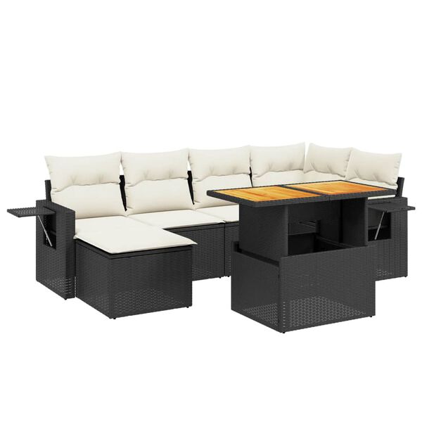 vidaXL Garden Sofa Set Black and Cream