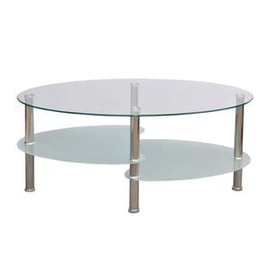 vidaXL Coffee Table White Tempered glass, metal frame Medium