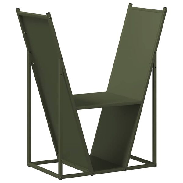 vidaXL Firewood Rack Olive Green 27.4x13.8x31.9" Cold-rolled steel