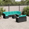vidaXL 10 Piece Patio Sofa Set with Cushions Black Poly Rattan (US only)