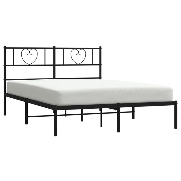 vidaXL Bed Frame Black Powder-Coated Steel Full Bed Frame Rectangular