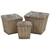 vidaXL Raised Bed Set of 3 Brown Wicker with PE lining Small Planters