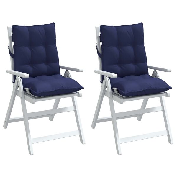 vidaXL Lowback Chair Cushion Set of 2 Navy blue Oxford fabric