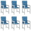 vidaXL Lowback Chair Cushion Set of 6 Melange blue 100% polyester