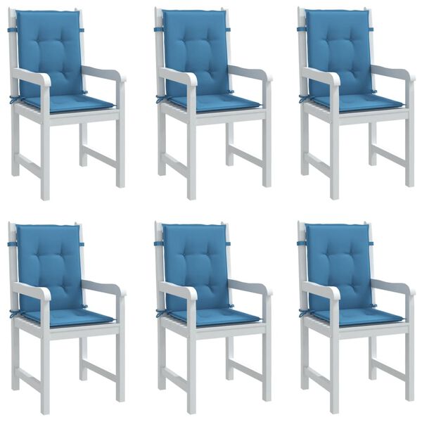 vidaXL Lowback Chair Cushion Set of 6 Melange blue 100% polyester