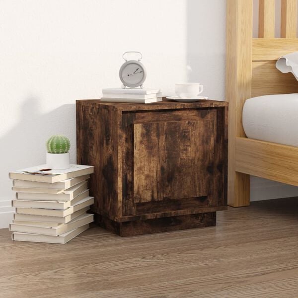 vidaXL Bedside Cabinet Smoked Oak Engineered Wood 17.3x13.8x17.7 in