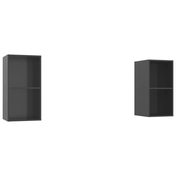 vidaXL TV Cabinet Set of 2 High gloss grey Engineered wood TV Cabinet