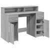 vidaXL Desk with LED Lights Grey Sonoma 47.2x21.7x35.8" Engineered Wood