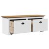 vidaXL Hallway Bench White and Brown Solid Pine Wood, Engineered Wood, Metal