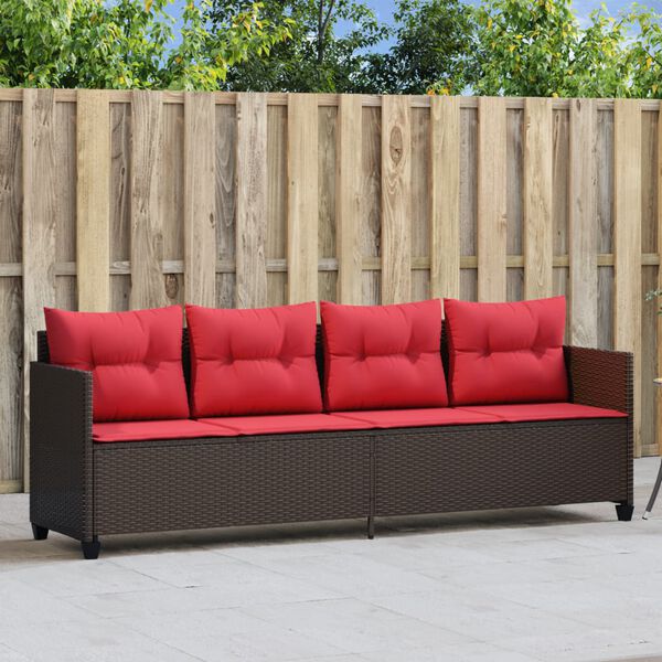 vidaXL Sun Lounger Brown PE Rattan, Powder-Coated Steel, Polyester