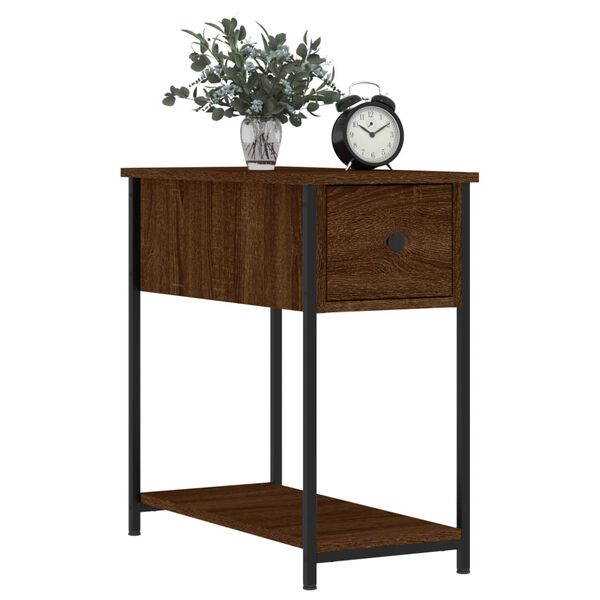 vidaXL Bedside Cabinet Brown Oak Engineered wood, Iron Compact
