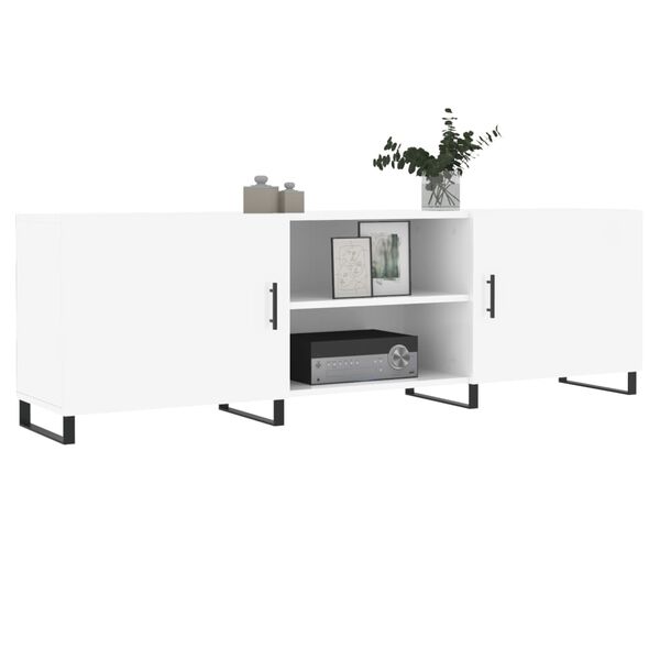vidaXL TV Cabinet High gloss white Medium Engineered wood & Iron