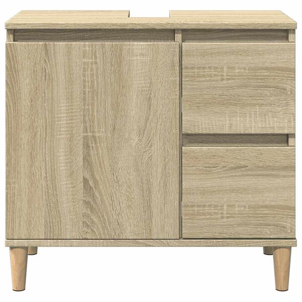 vidaXL Bathroom Cabinet Sonoma Oak Engineered wood, solid eucalyptus wood