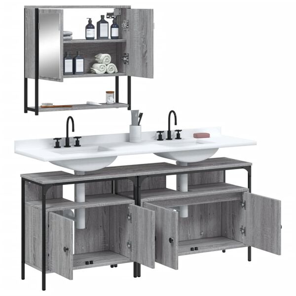 vidaXL Bathroom Furniture Set Grey sonoma