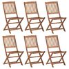 vidaXL Garden Chair Set of 6 Natural wood Solid acacia wood Large
