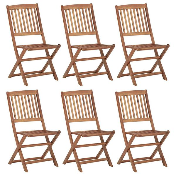 vidaXL Garden Chair Set of 6 Natural wood Solid acacia wood Large