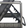 vidaXL Sun Lounger Grey PE Rattan Large Adjustable Backrest