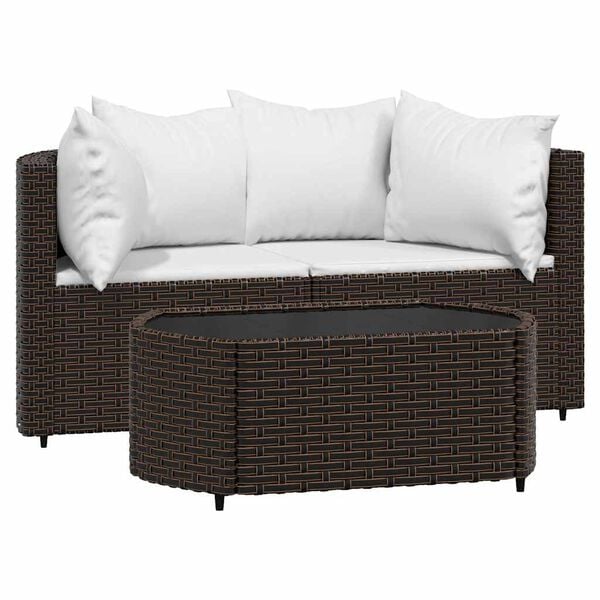 vidaXL Patio Lounge Set Brown, Cream White