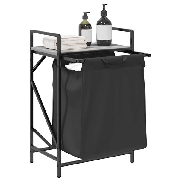 vidaXL Laundry Basket 1 Compartment with Shelf Grey Sonoma