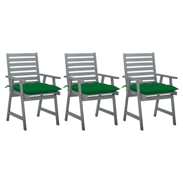 vidaXL Patio Dining Chairs with Cushions 3 pcs Solid Acacia Wood (312416+314912)