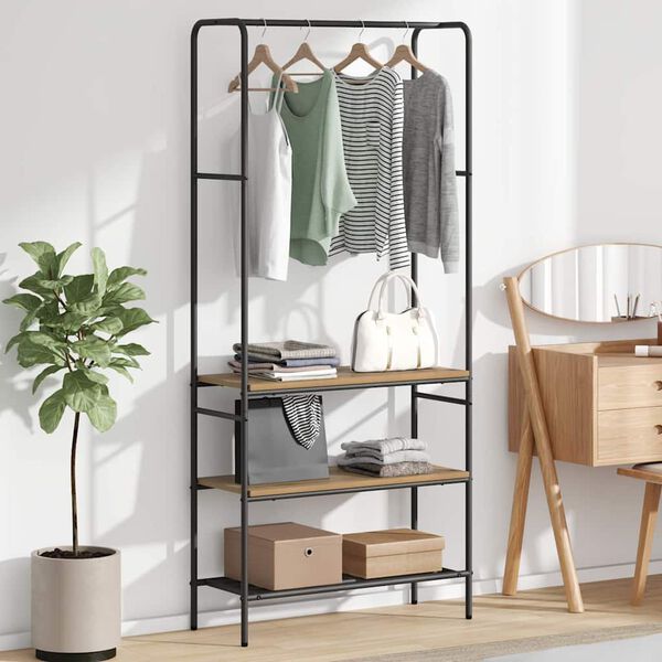 vidaXL Clothes Rack with Shelf Artisan Oak 30.31 x 11.81 x 67.32 in