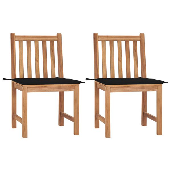 vidaXL Garden Chair Set of 2 Natural Teak Solid Teak Wood Regular