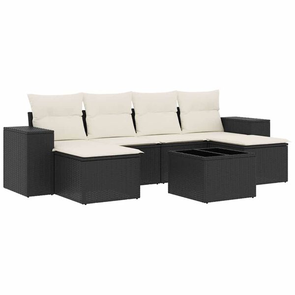 vidaXL Garden Sofa Set Black and Cream White