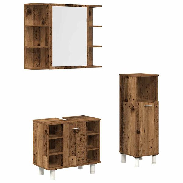 vidaXL Bathroom Furniture Set Rustic Wood Engineered Wood, Acrylic