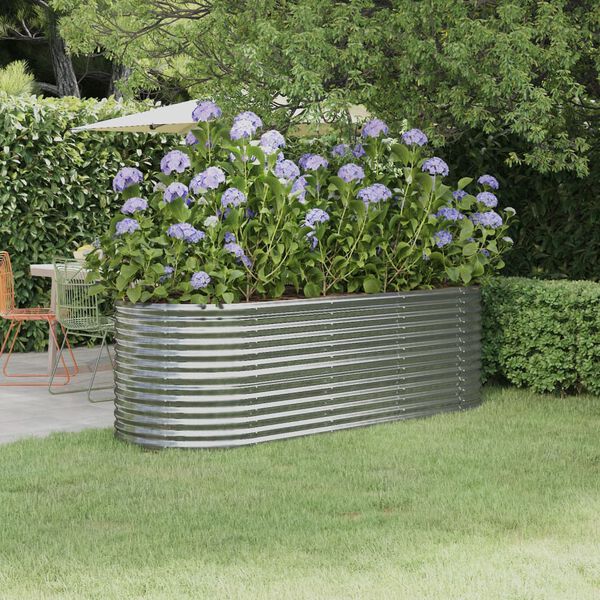 vidaXL Garden Raised Bed Silver Powder-coated steel Medium Durable