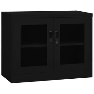 vidaXL Office Cabinet Black Steel Medium Office Cabinet Rectangular