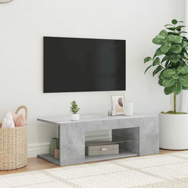vidaXL TV Cabinet Concrete grey Engineered wood 35.4x15.4x11.8 in